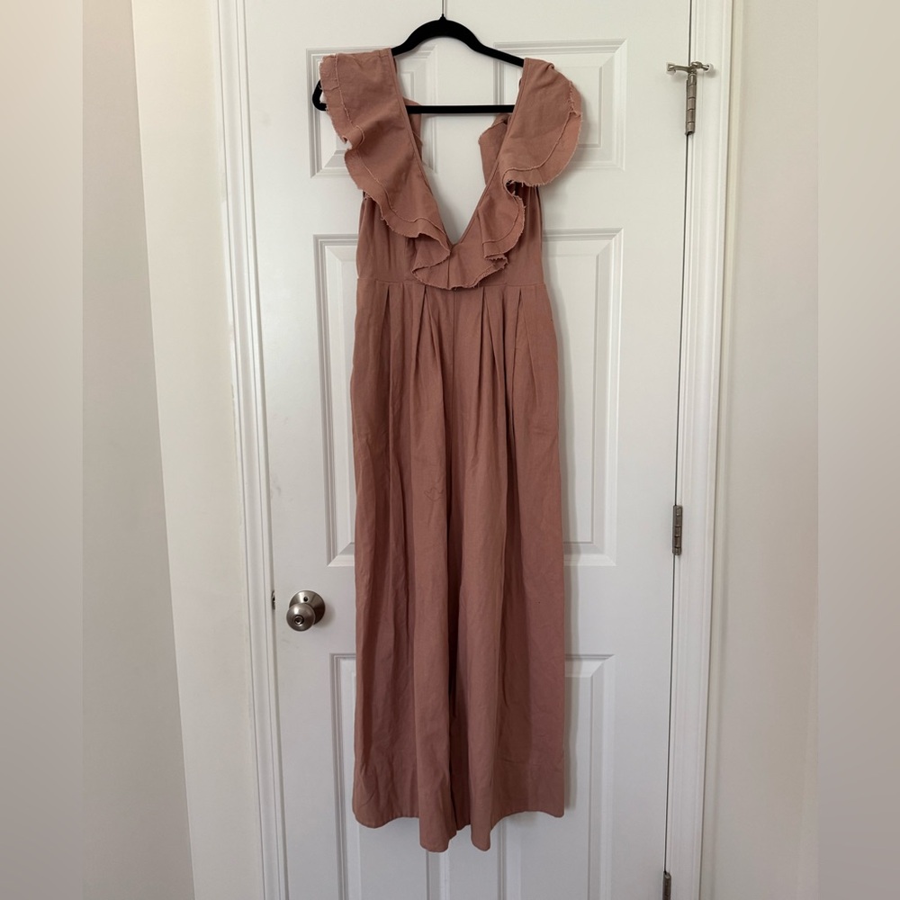 Free People Mauve V-Cut Front & Back Jumpsuit